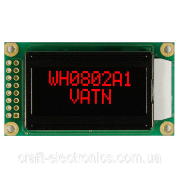 OLED/LCD індикатор 0802 WH0802A1-RLL-CWVE# Червоний OLED/LCD індикатор 0802 WH0802A1-RLL-CWVE# Червоний