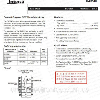NPN Транзисторна збірка CA3046 NPN Транзисторна збірка CA3046